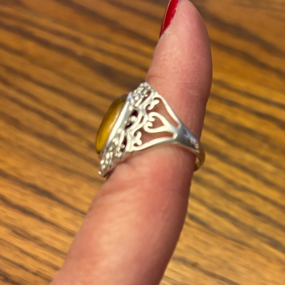 Sterling filigree tiger eye ring - Picture 3 of 7